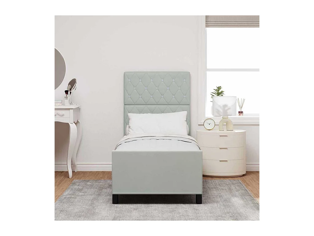 Bedframe met hoofdbord Lichtgrijs 80 x 200 cm Fluweel