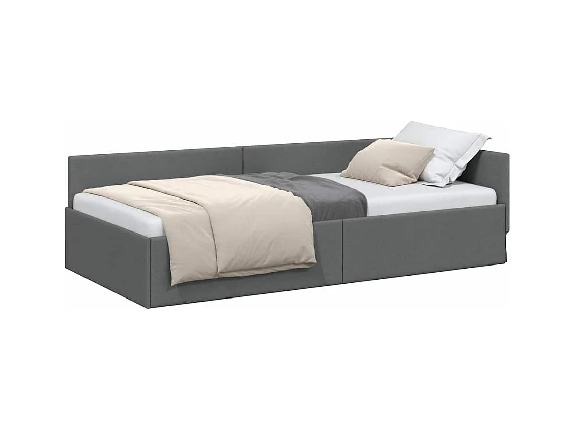 Hoekbedframe met hoofdbord Donkergrijs 90 x 200 cm