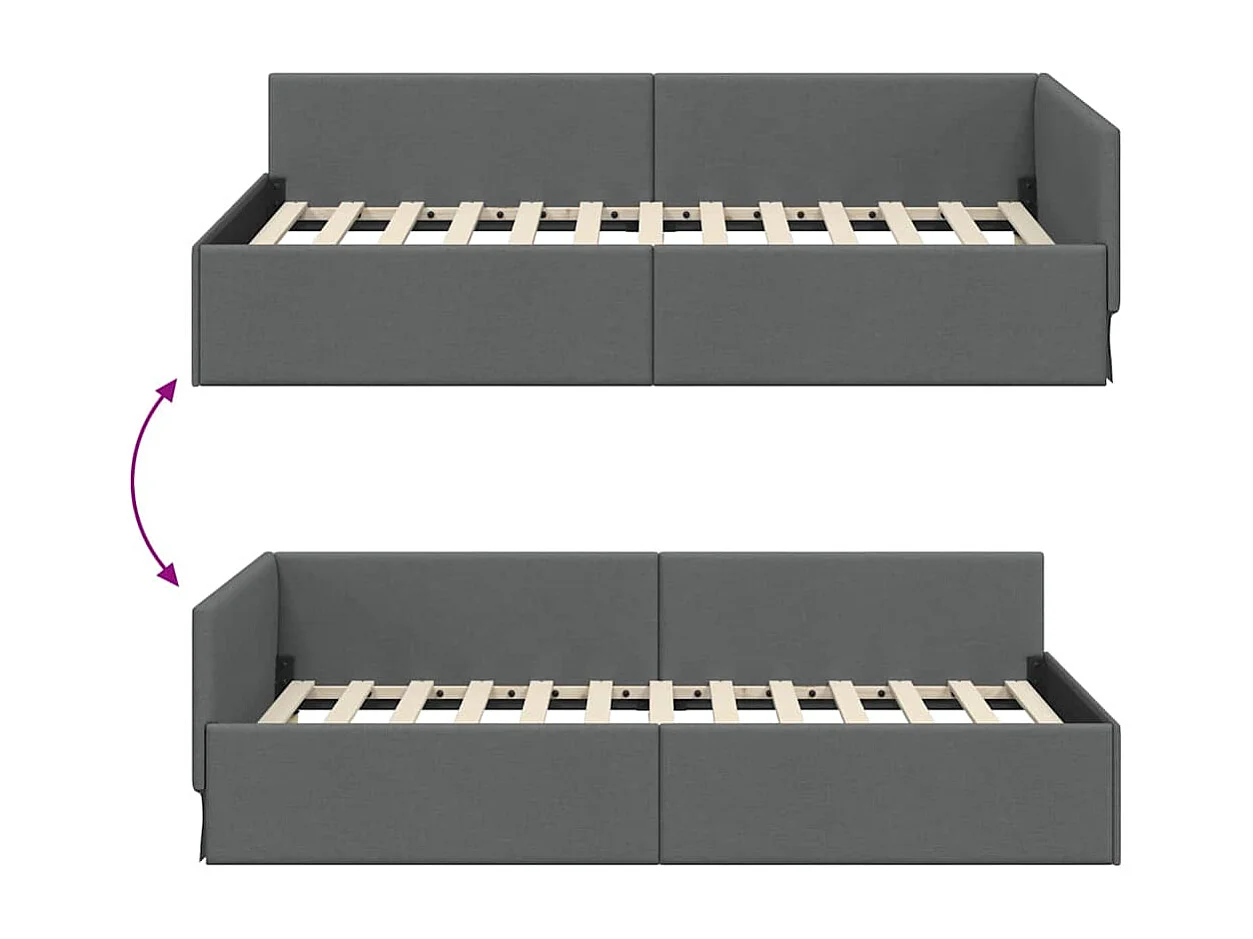 Hoekbedframe met hoofdbord Donkergrijs 90 x 200 cm