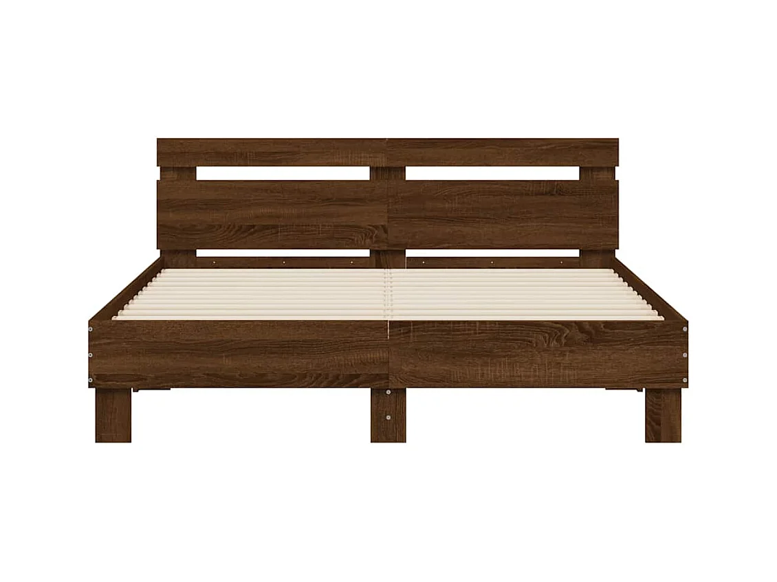 Bedframe met LED zonder matras bruin eiken 150x200 cm