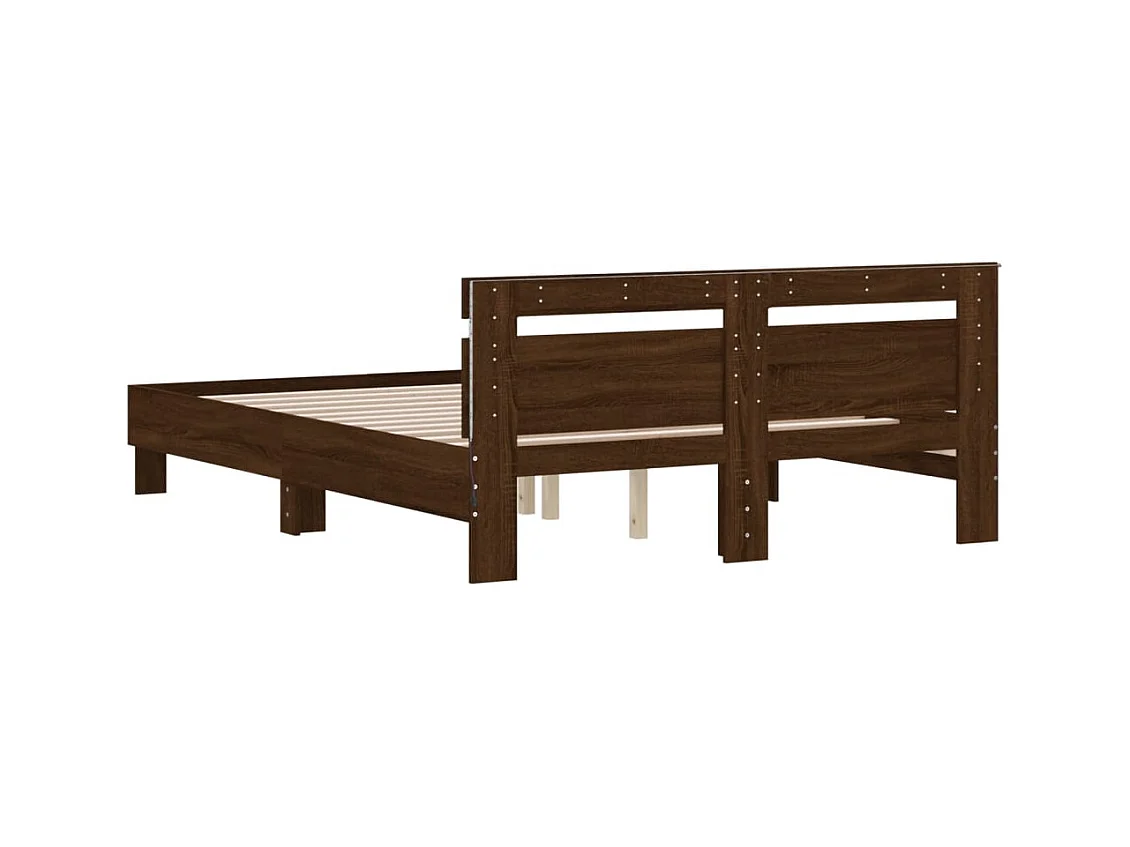Bedframe met LED zonder matras bruin eiken 150x200 cm