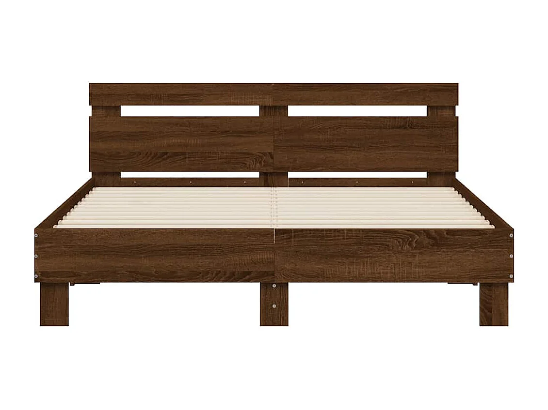 Cadre de lit avec LED sans matelas chêne marron 150x200 cm