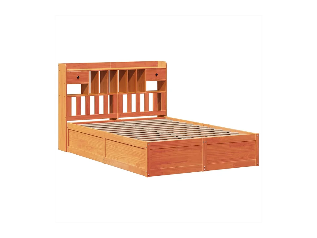 Estructura de cama sin colchón marrón cera 140x190cm madera maciza de pino