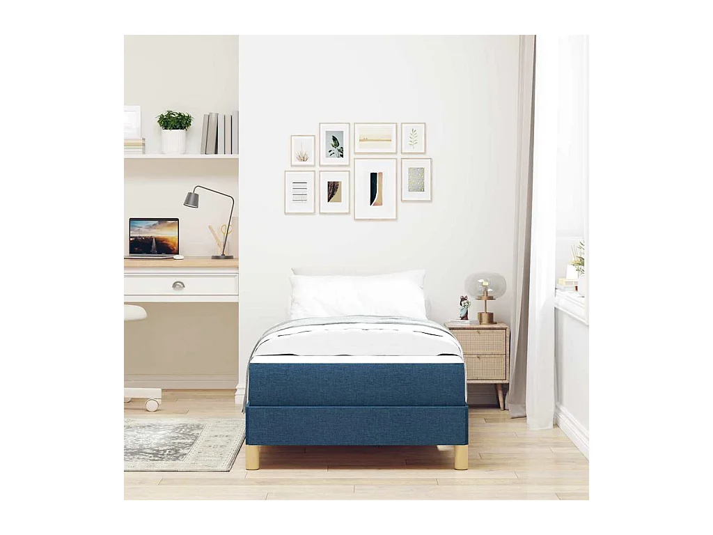 Letto a molle blu e bianco 100 x 200 cm in schiuma