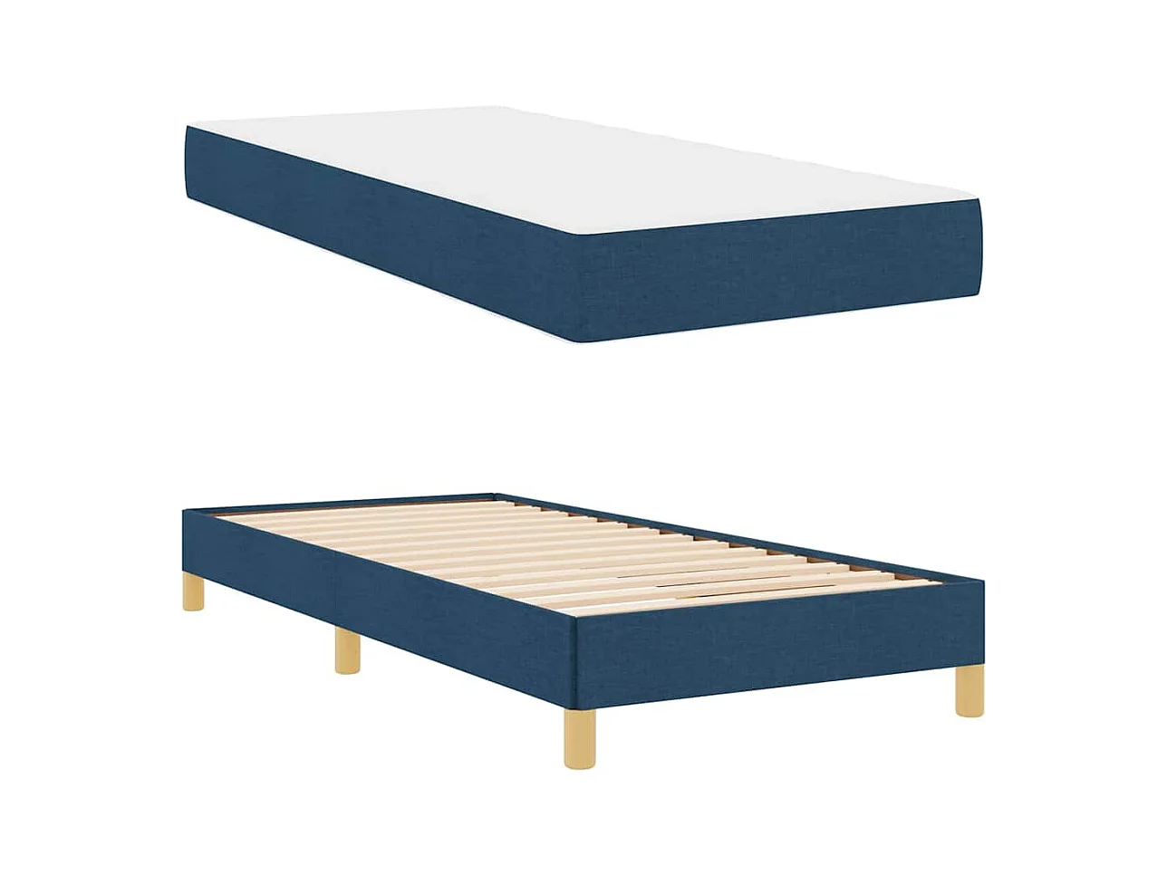 Lit à ressorts Bleu et Blanc 100 x 200 cm Mousse