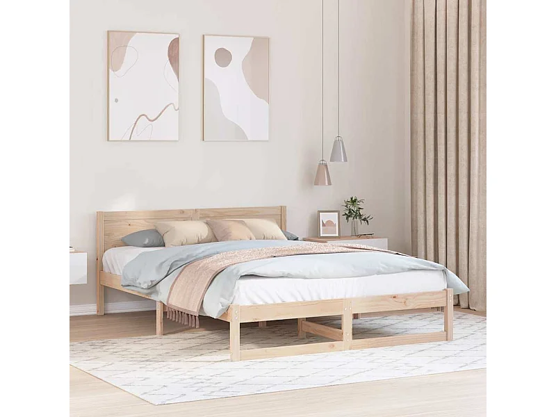 Bruin bedframe 140 x 200 cm massief grenenhout