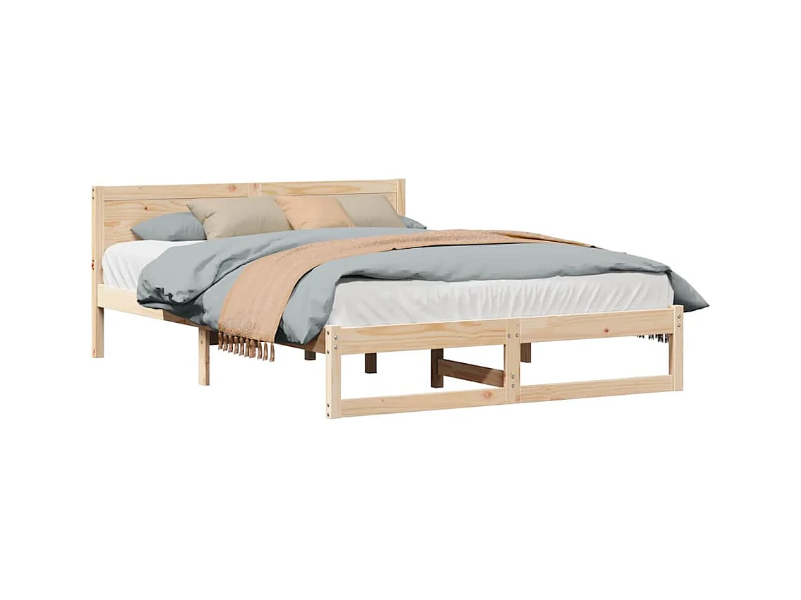 Bruin bedframe 140 x 200 cm massief grenenhout