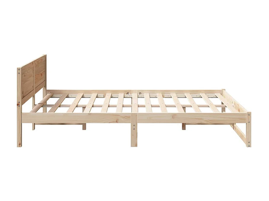 Bruin bedframe 140 x 200 cm massief grenenhout