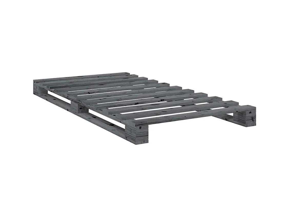 Cadre de lit sans matelas gris 100x200 cm bois massif de pin