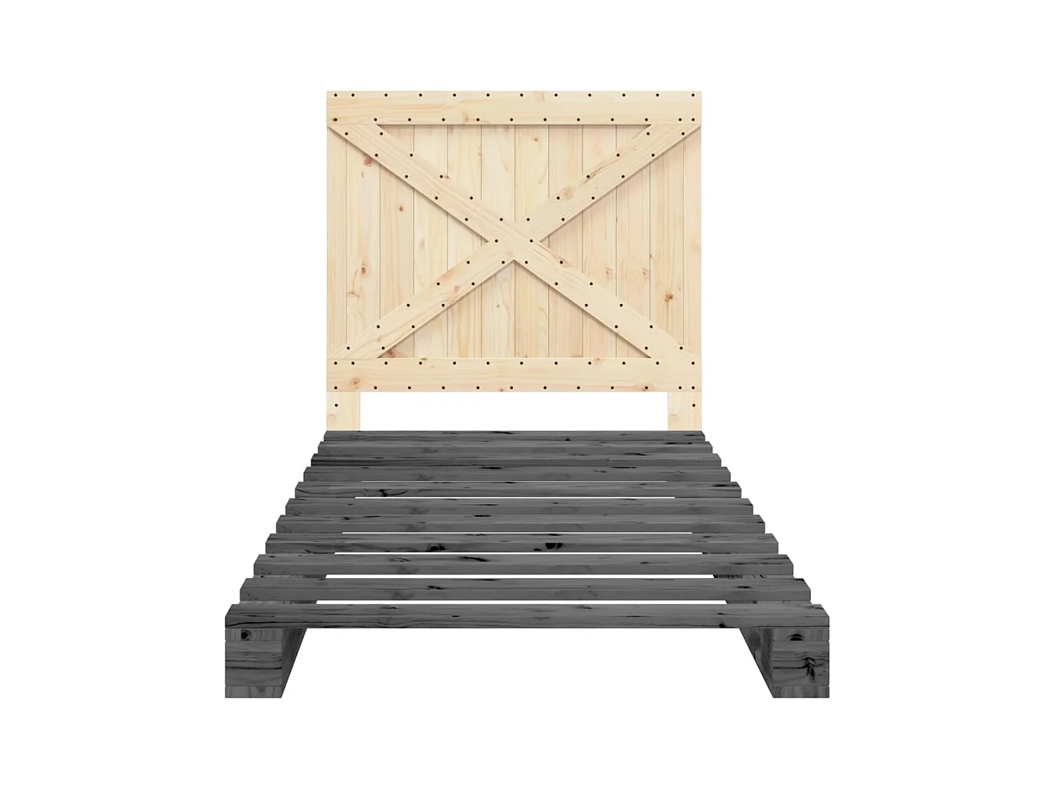 Cadre de lit sans matelas gris 100x200 cm bois massif de pin