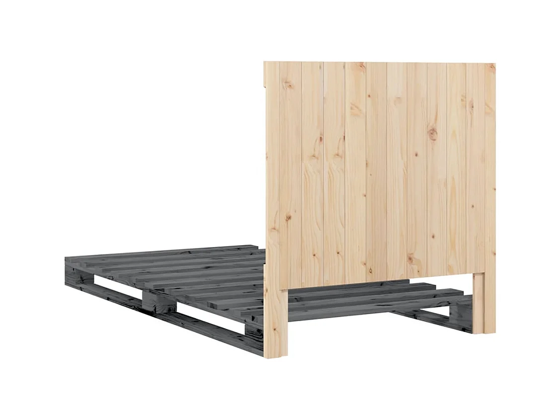 Cadre de lit sans matelas gris 100x200 cm bois massif de pin