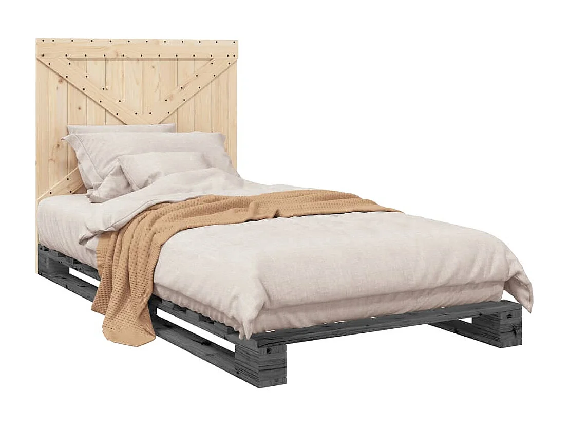 Bedframe zonder matras grijs 100x200 cm massief grenenhout