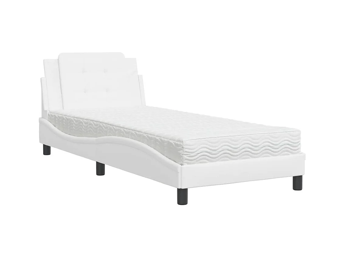 Bed met witte matras 80x200 cm imitatieleer