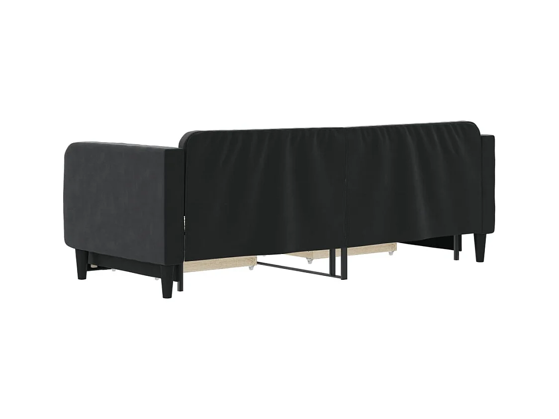 Divano letto con rotelle e cassetti senza materasso nero 80x200 cm