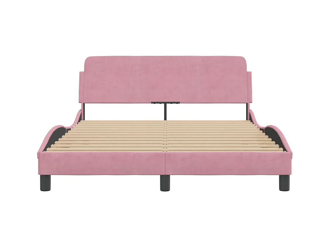 Bedframe en hoofdbord zonder matras roze 140x190cm fluweel