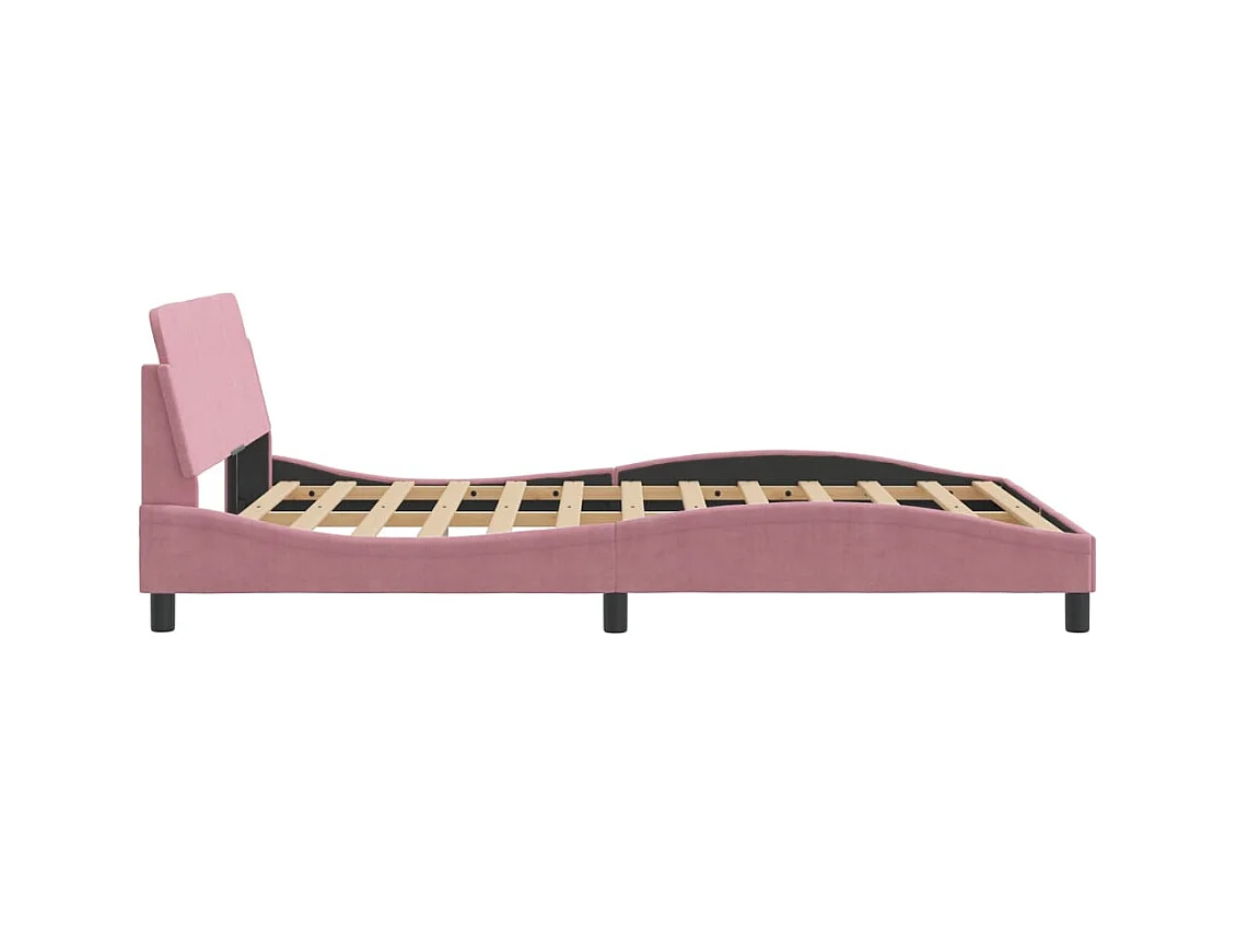 Bedframe en hoofdbord zonder matras roze 140x190cm fluweel