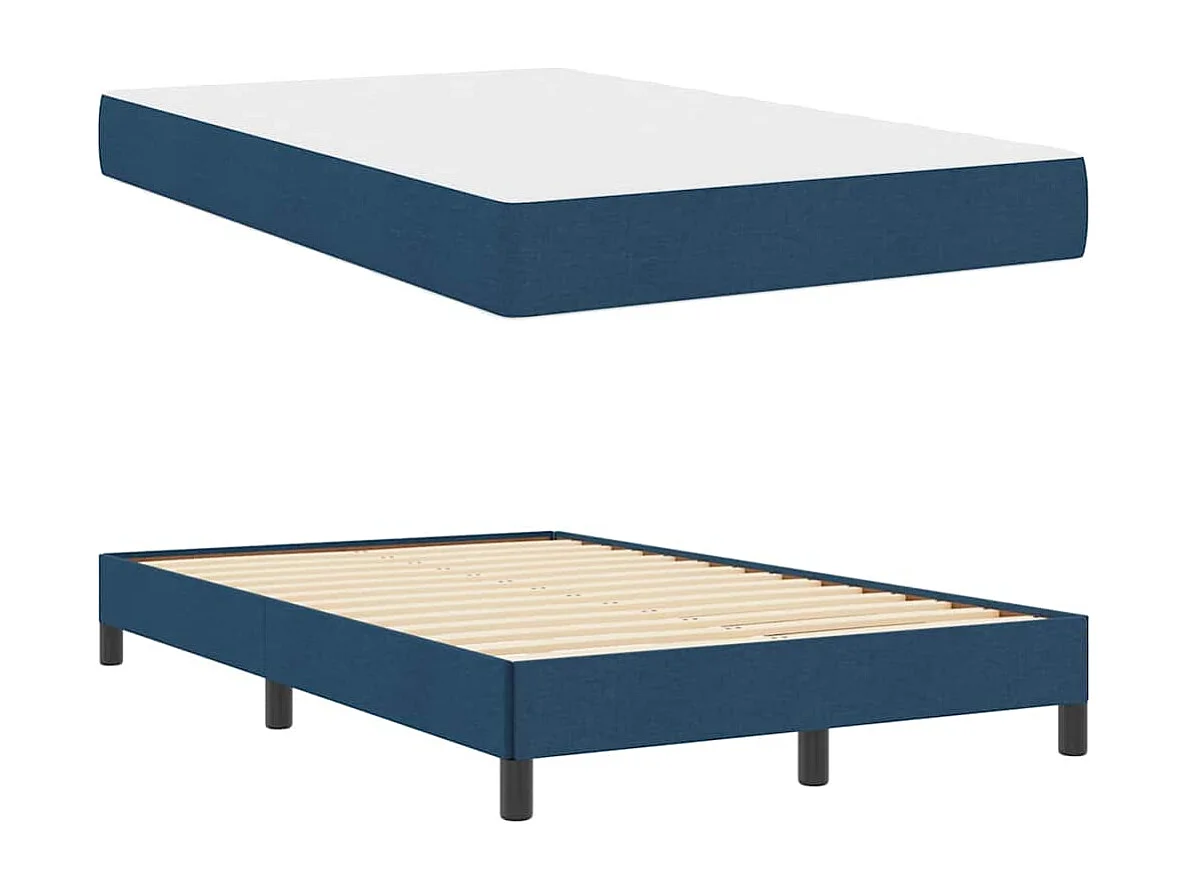 Lit à ressorts avec matelas Bleu 120 x 200 cm tissu
