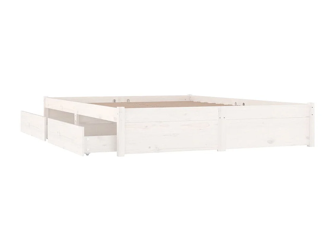 Cadre de lit sans matelas avec tiroirs blanc