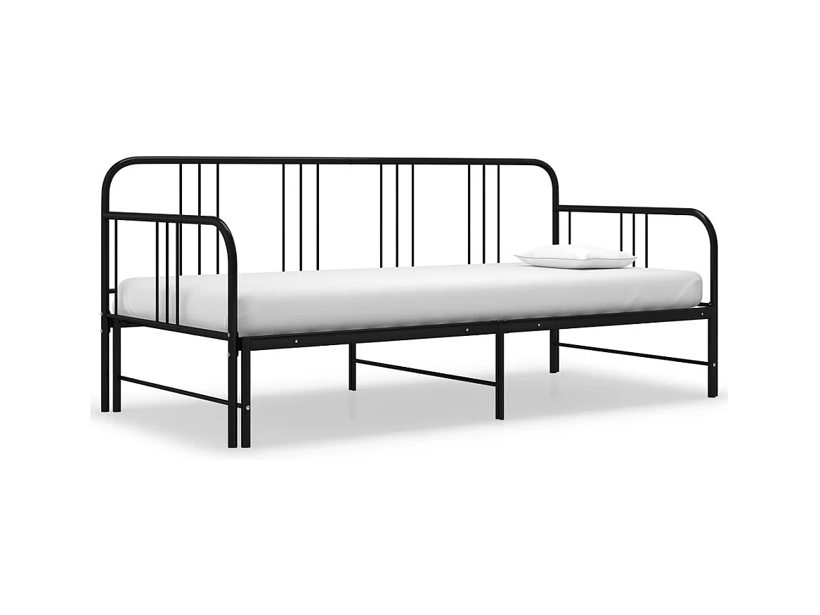 Divano letto estensibile senza materasso in metallo nero 90x200cm
