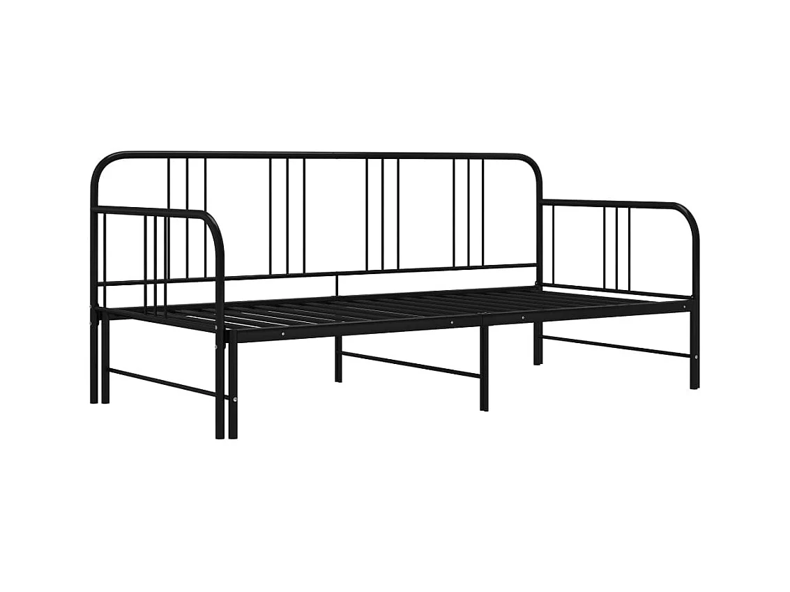 Divano letto estensibile senza materasso in metallo nero 90x200cm