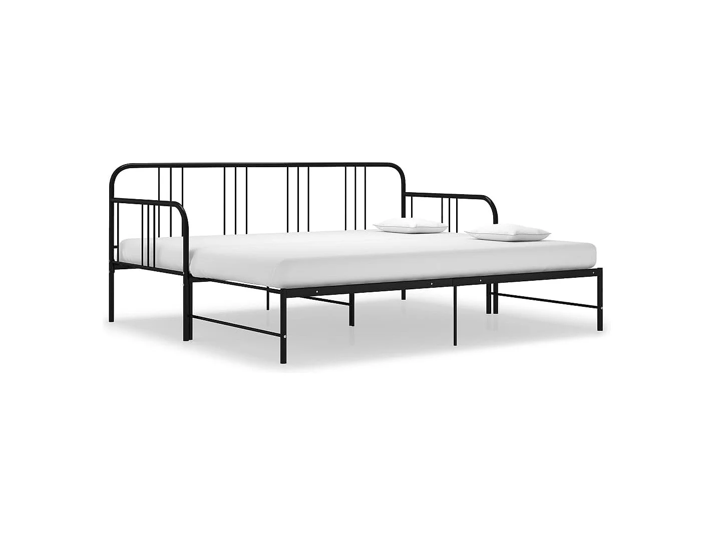 Divano letto estensibile senza materasso in metallo nero 90x200cm