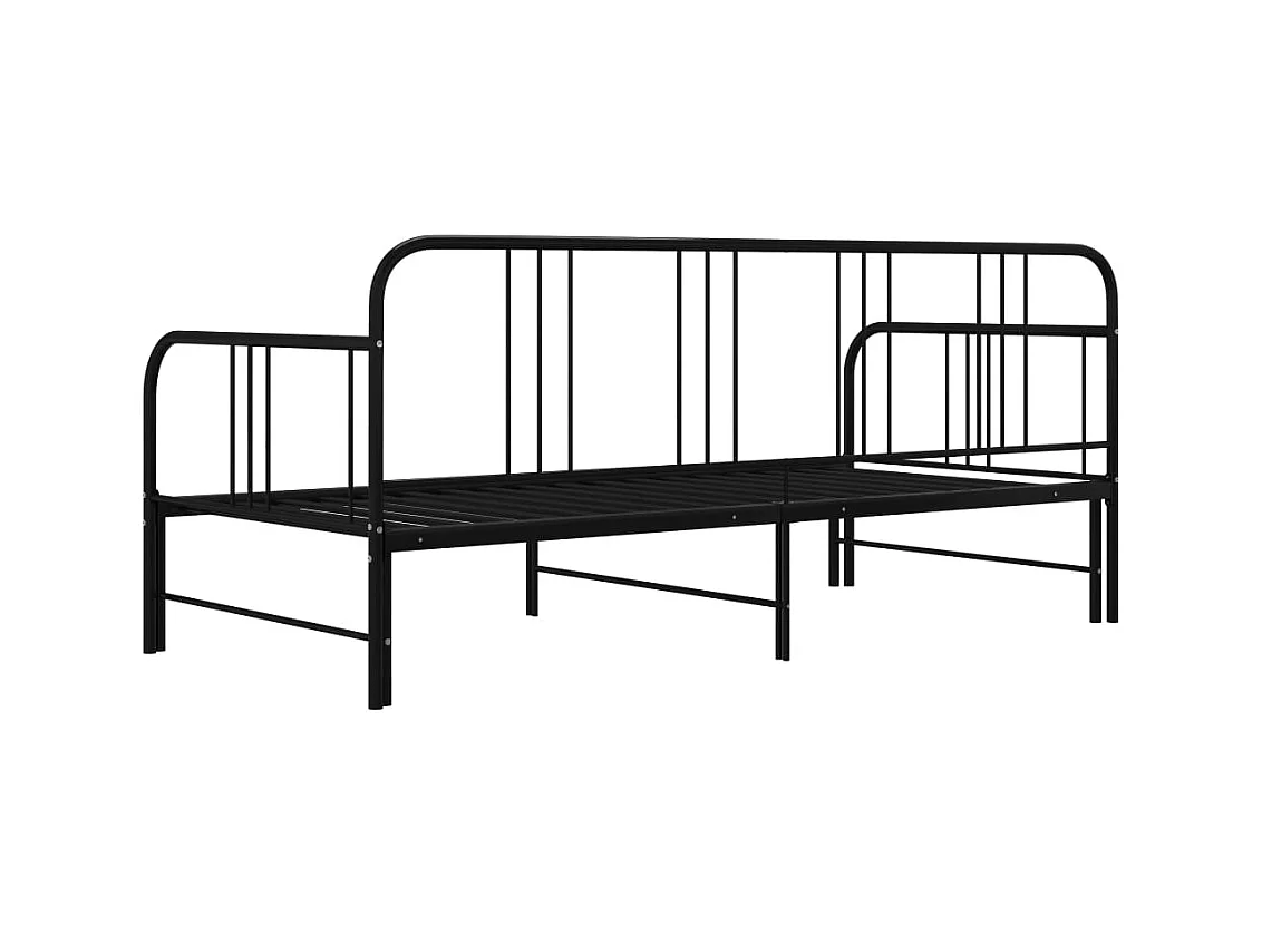 Divano letto estensibile senza materasso in metallo nero 90x200cm