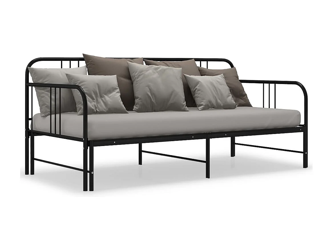 Divano letto estensibile senza materasso in metallo nero 90x200cm