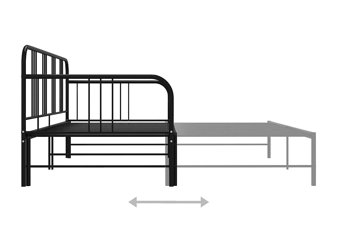 Divano letto estensibile senza materasso in metallo nero 90x200cm