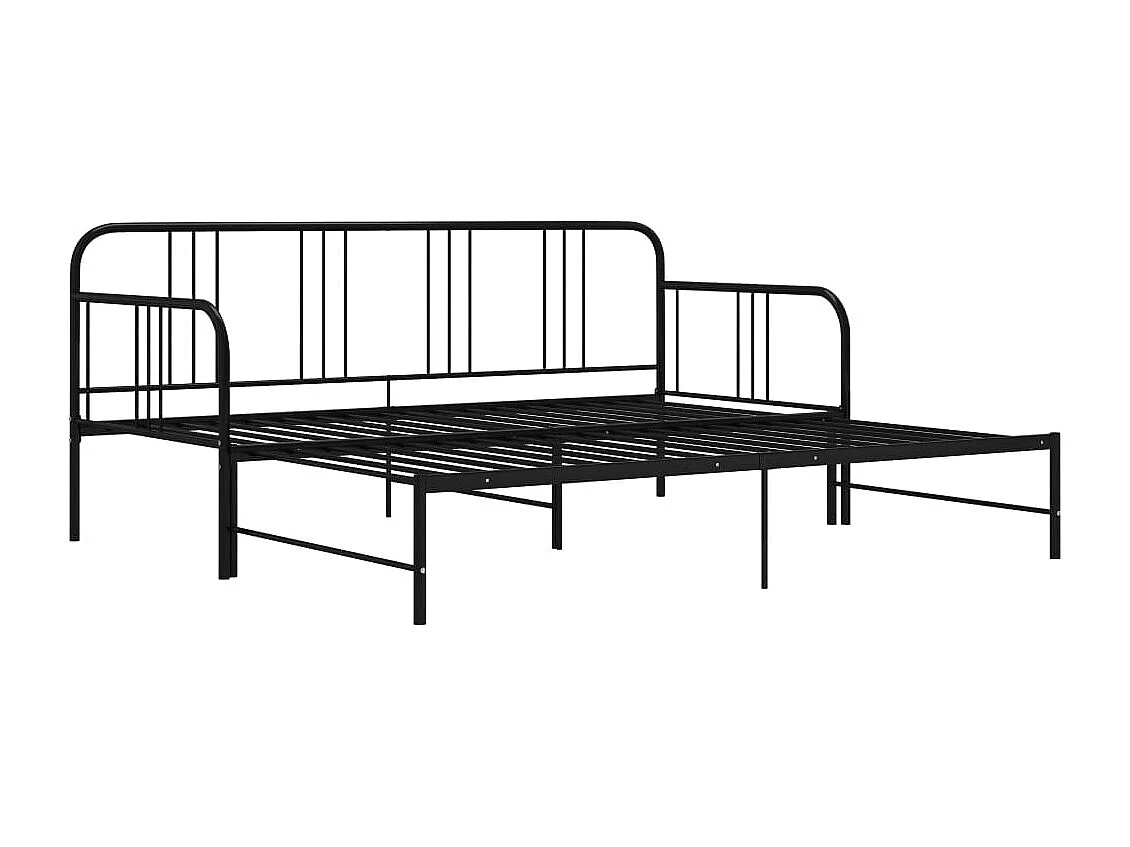 Divano letto estensibile senza materasso in metallo nero 90x200cm