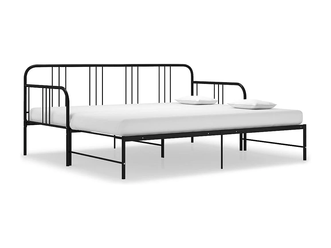 Divano letto estensibile senza materasso in metallo nero 90x200cm