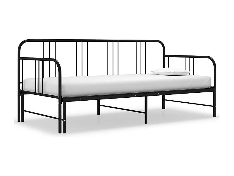 Estructura de sofá cama extensible sin colchón de metal negro 90x200cm