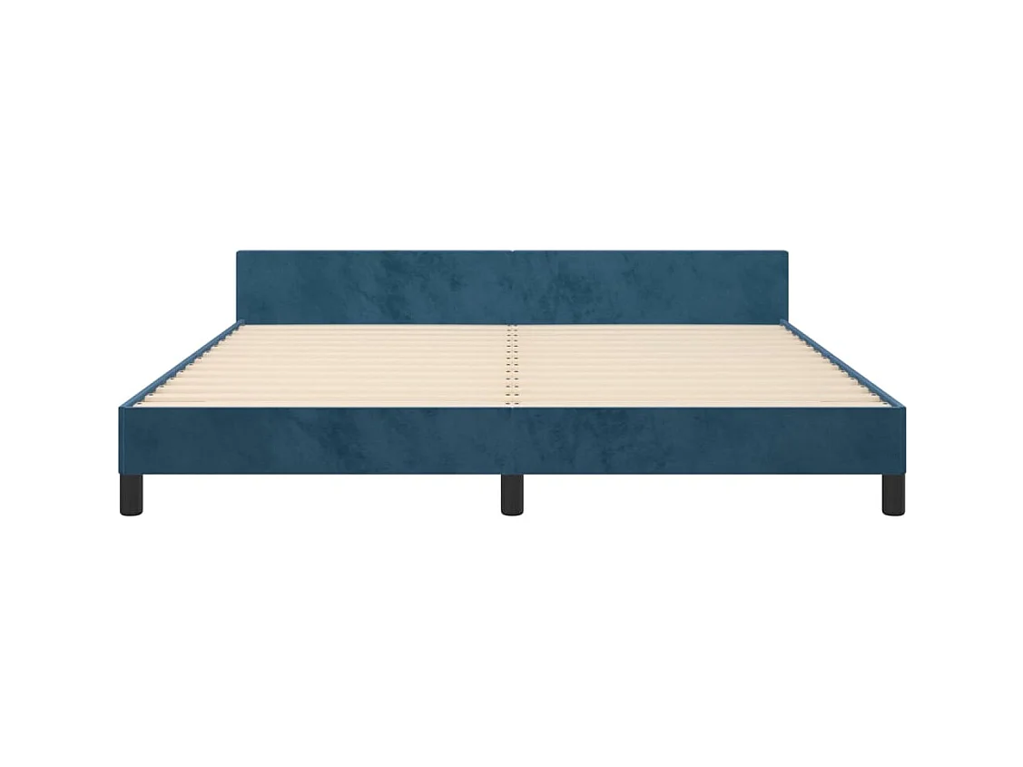 Struttura letto senza materasso blu scuro 160x200 cm velluto