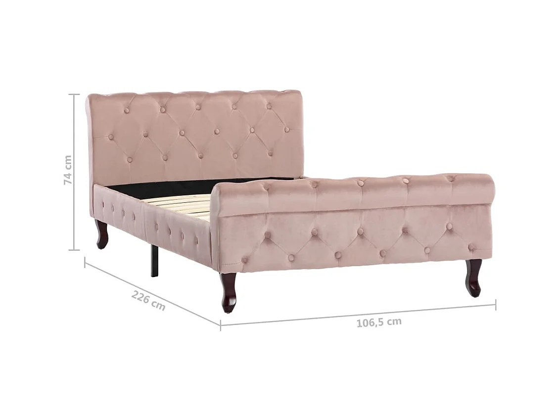 Cadre de lit sans matelas Rose Velours 100x200 cm