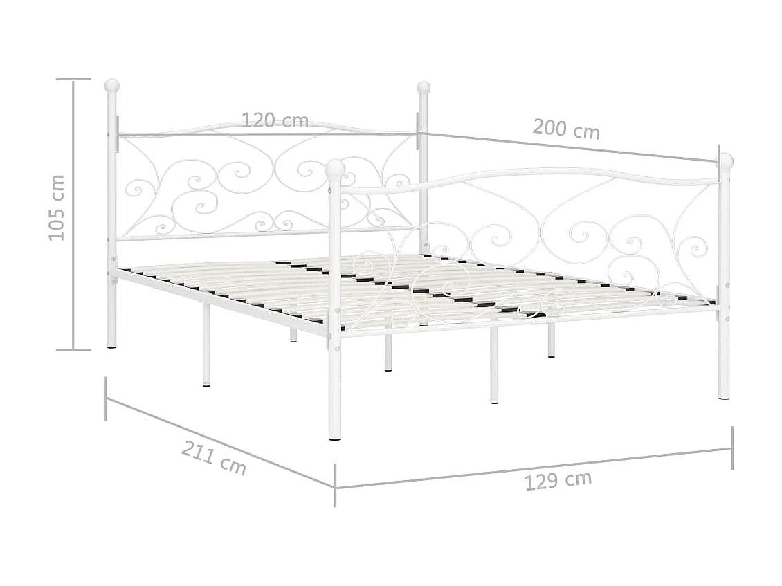 Cadre de lit sans matelas avec sommier à lattes métal 120x200cm