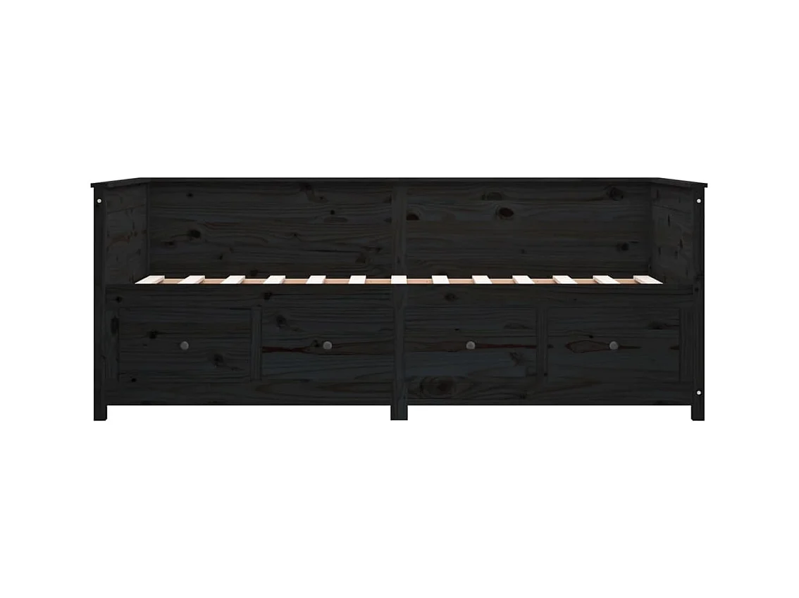 Dagbed zonder matras zwart 90x190 cm massief grenenhout