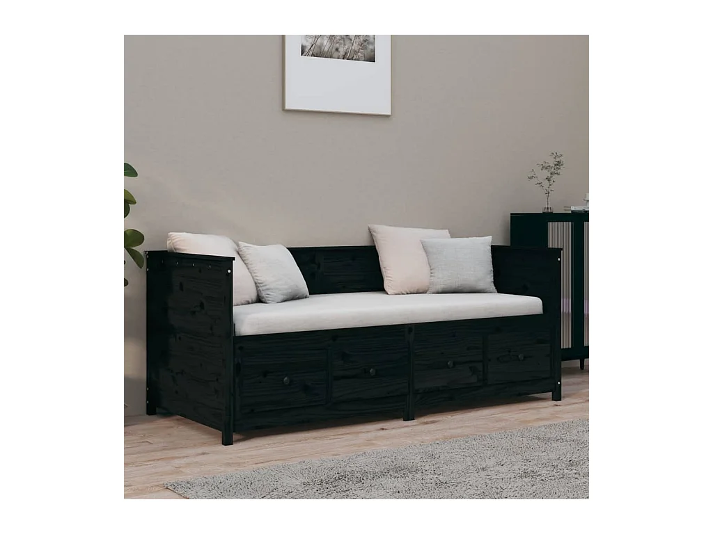 Dagbed zonder matras zwart 90x190 cm massief grenenhout