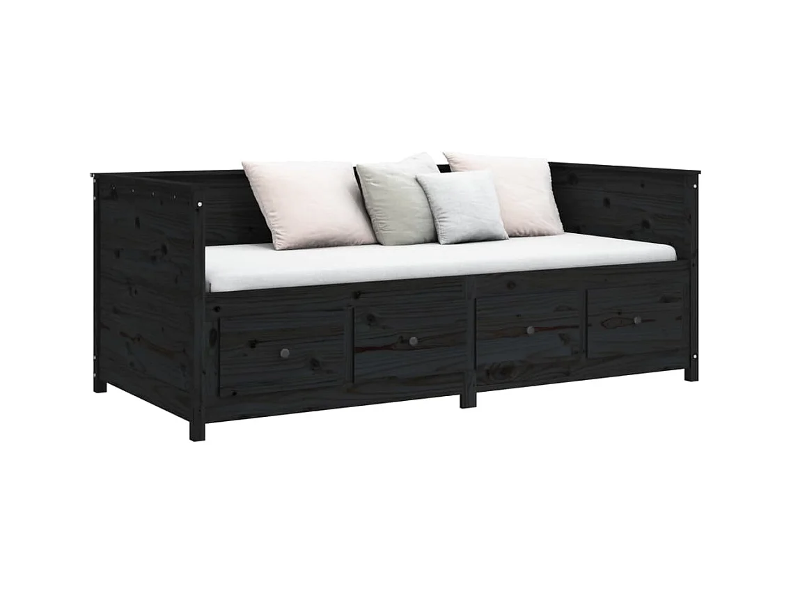 Dagbed zonder matras zwart 90x190 cm massief grenenhout