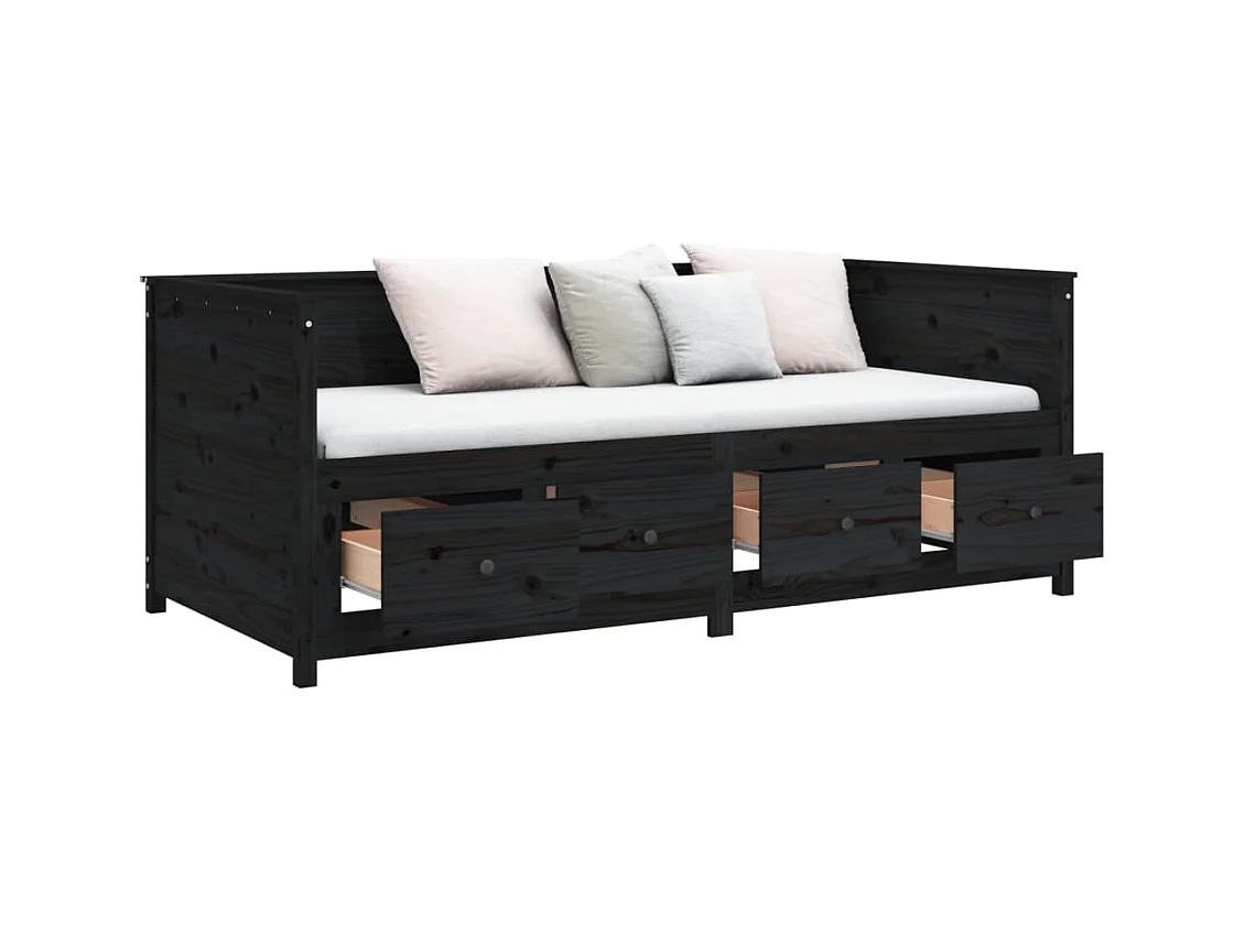 Dagbed zonder matras zwart 90x190 cm massief grenenhout