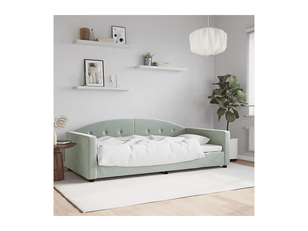 Diván sin colchón gris claro 100x200 cm terciopelo