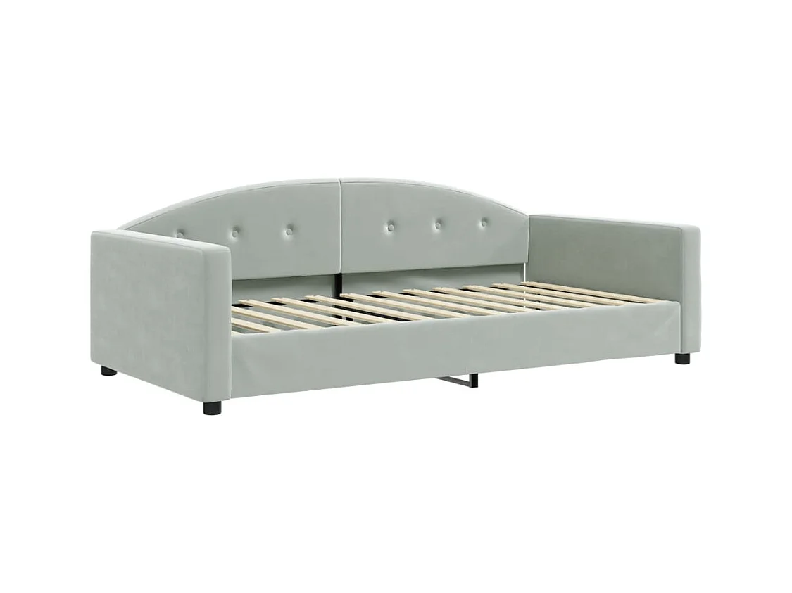 Diván sin colchón gris claro 100x200 cm terciopelo