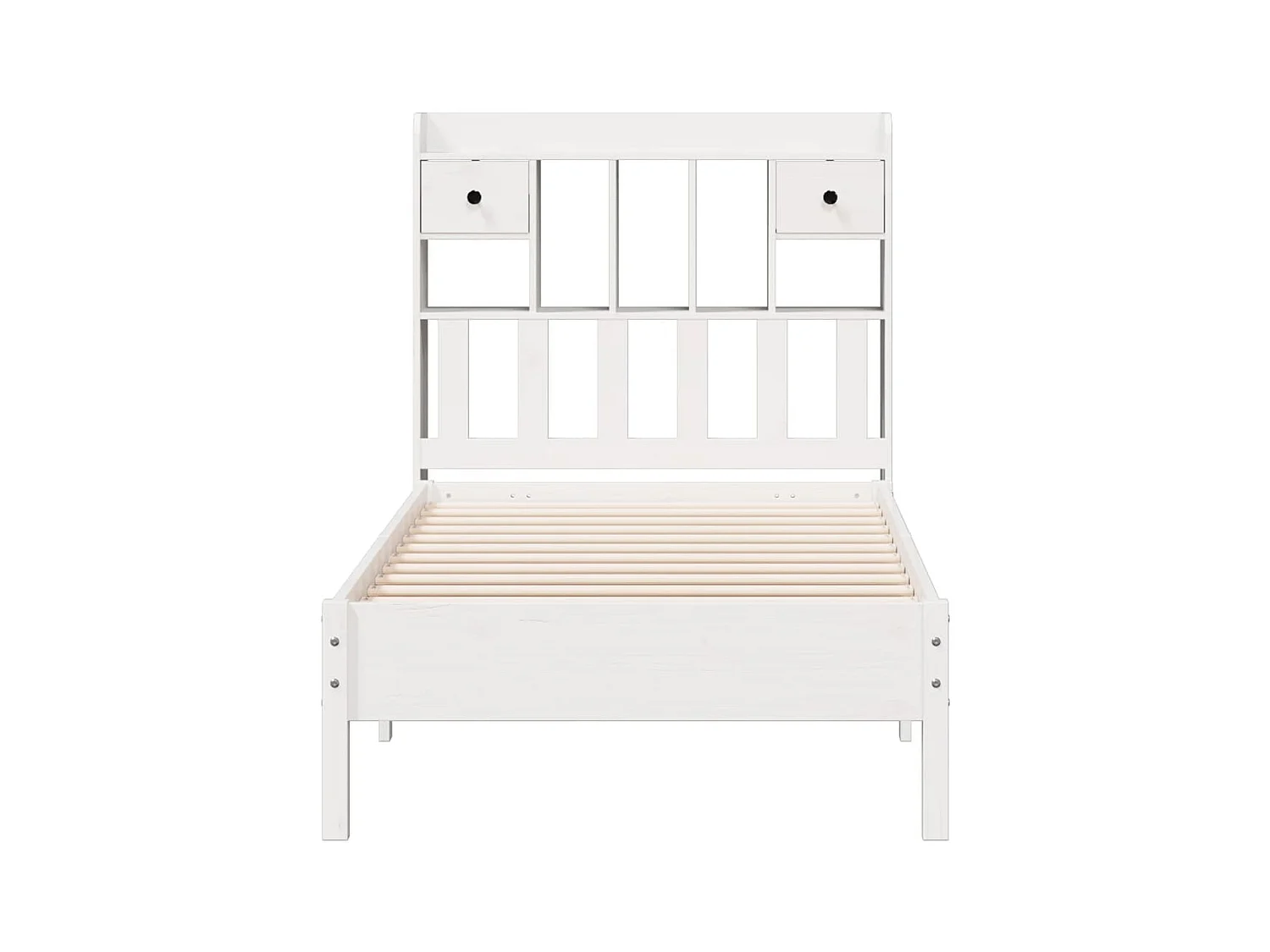 Weißes Regalbett ohne Matratze 75x190cm Massivholz Kiefer