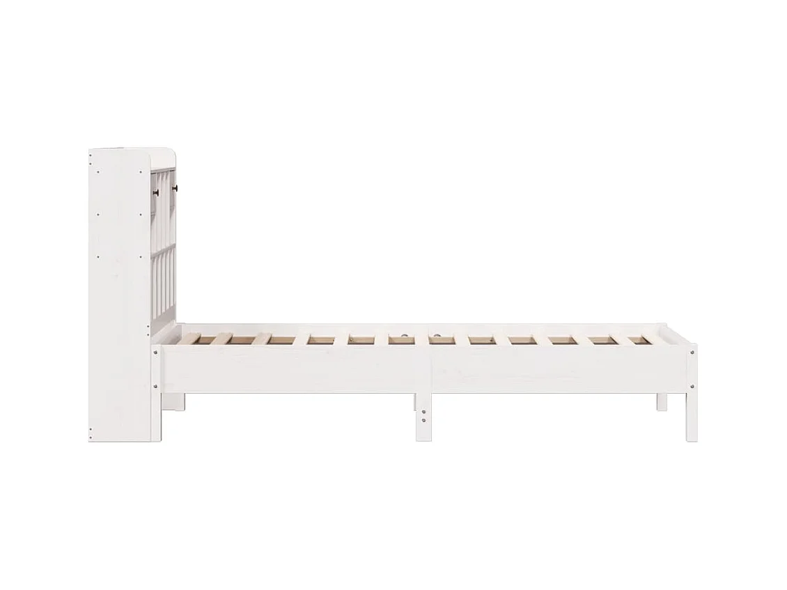Weißes Regalbett ohne Matratze 75x190cm Massivholz Kiefer