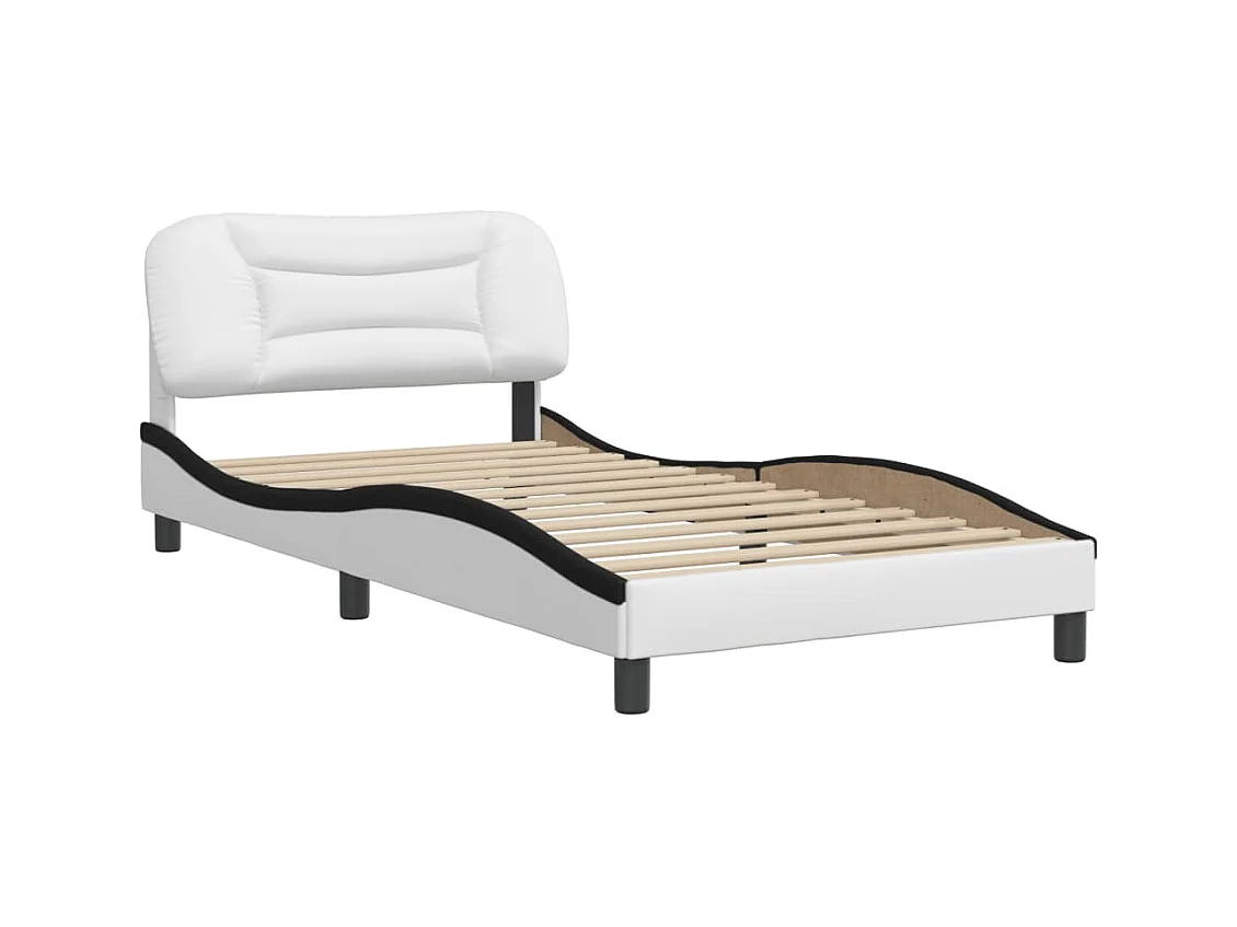Struttura letto senza materasso bianco e nero 100x200 cm ecopelle