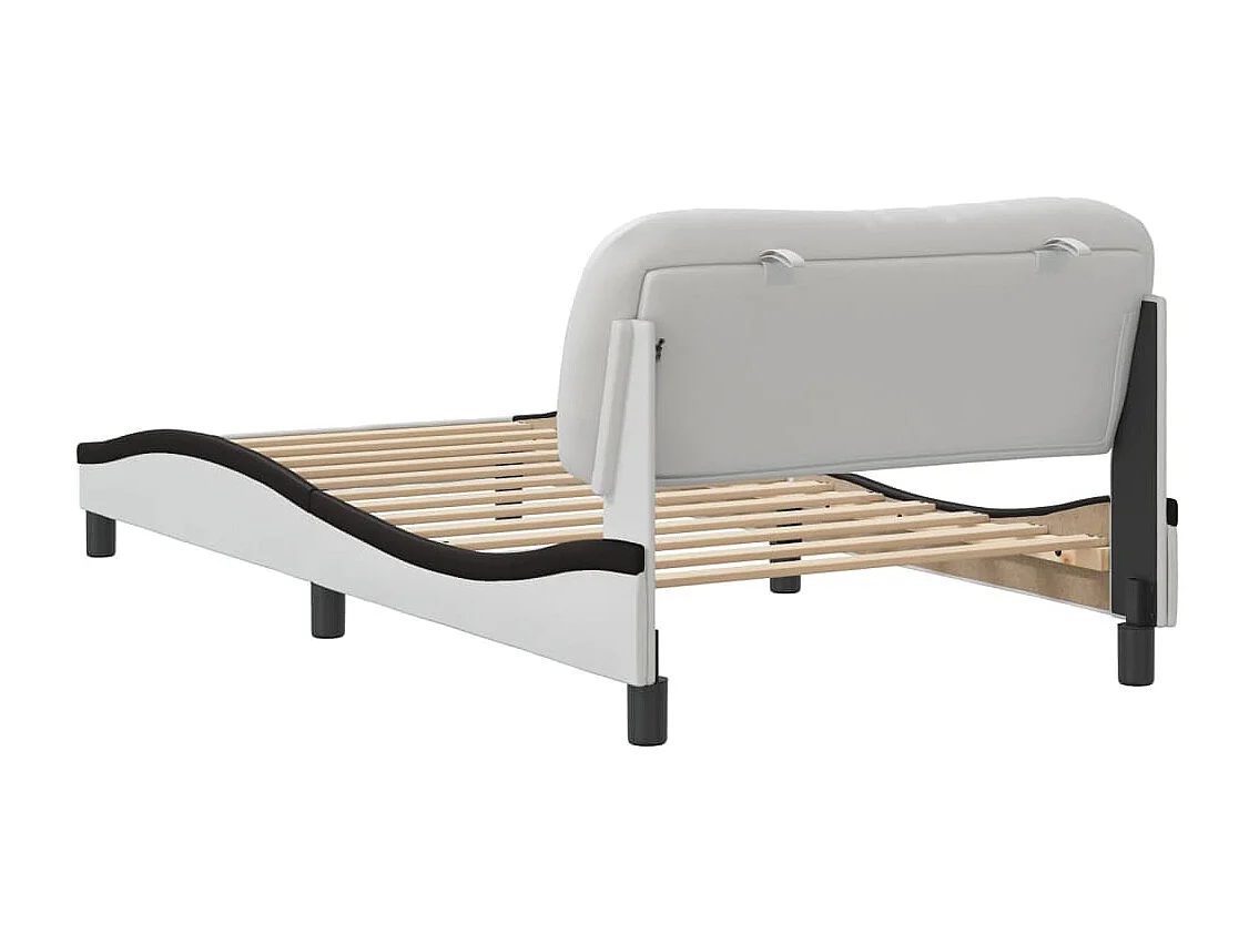 Struttura letto senza materasso bianco e nero 100x200 cm ecopelle