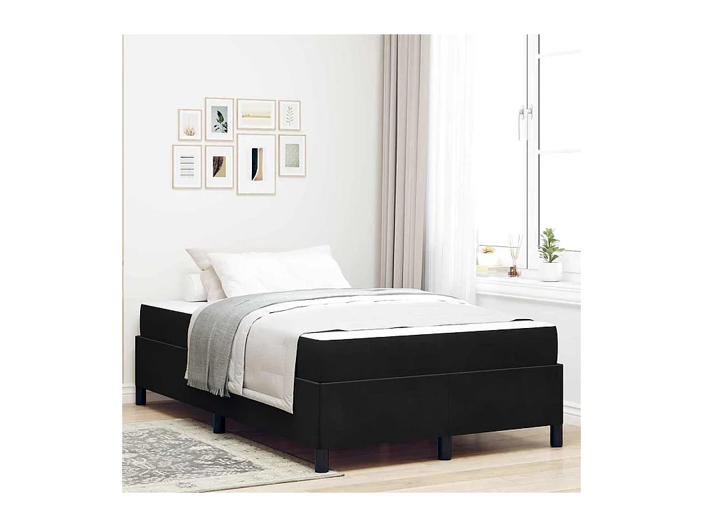 Zwart-wit bedframe en zwart 120 x 200 cm fluweel