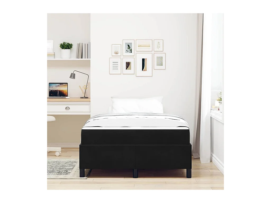 Zwart-wit bedframe en zwart 120 x 200 cm fluweel