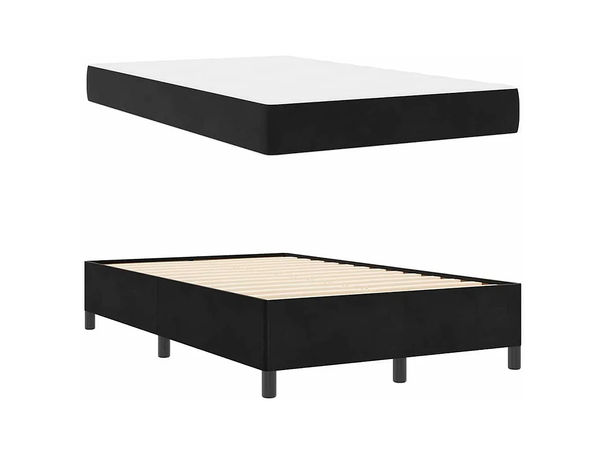 Zwart-wit bedframe en zwart 120 x 200 cm fluweel