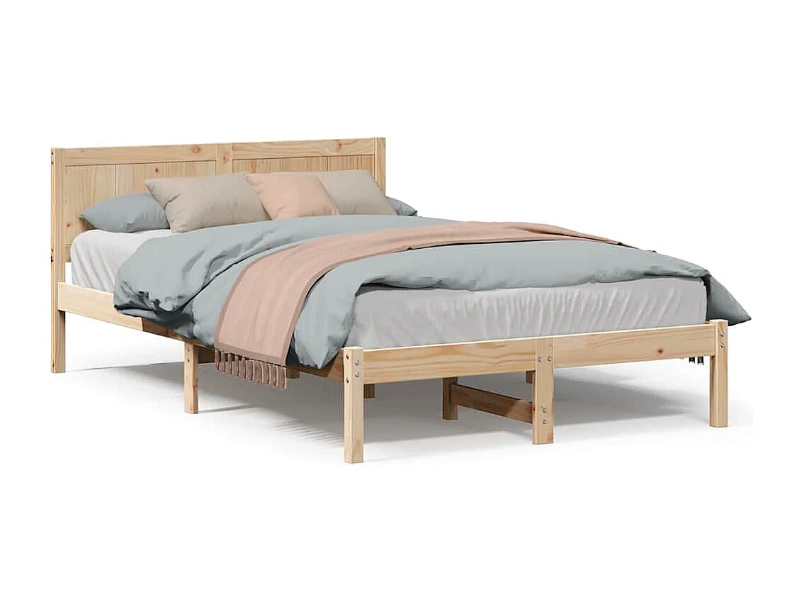Struttura letto marrone 120 x 200 cm in legno massello di pino