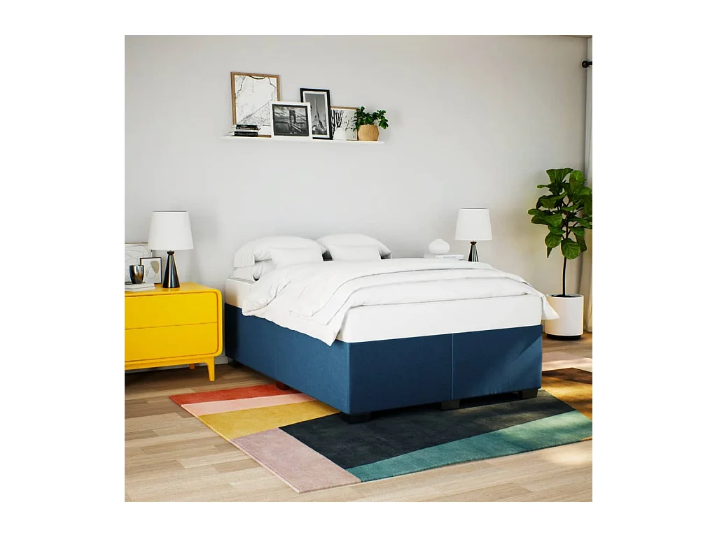 Bedframe zonder matras blauw 140x200 cm stof