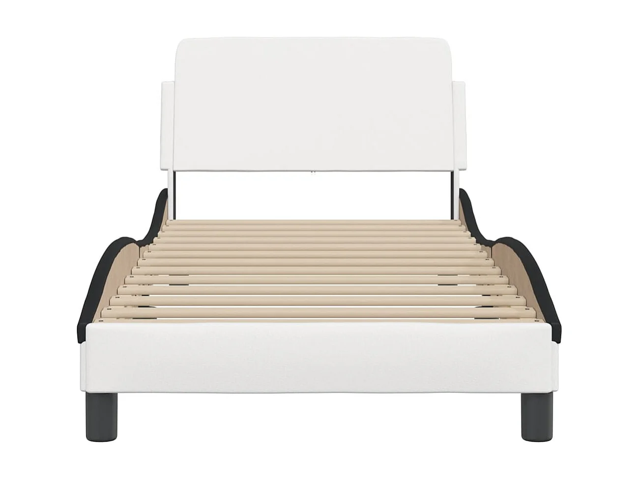 Struttura letto senza materasso bianco e nero 90x190 cm similpelle